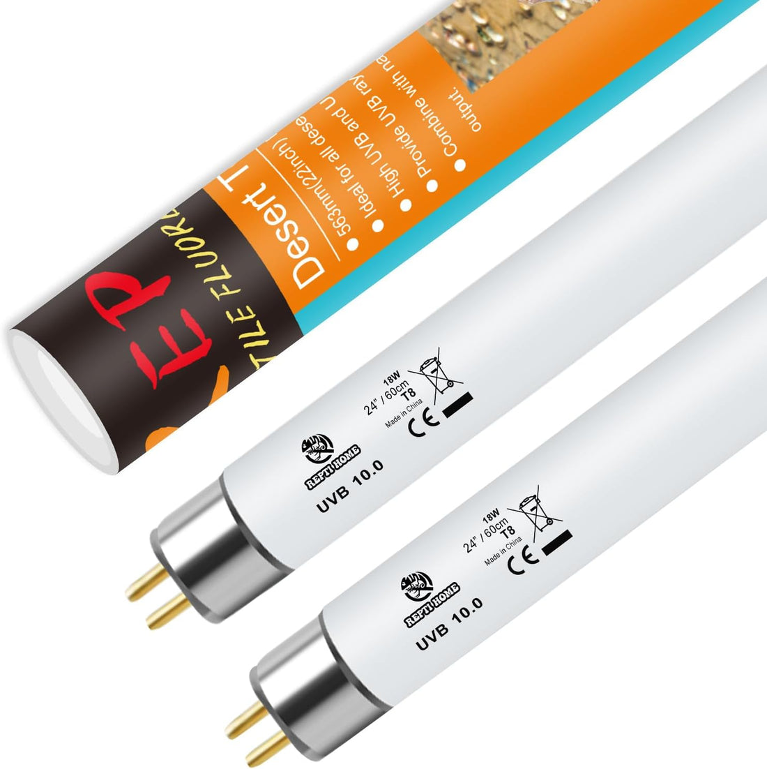 T8 UVB Reptile Light 15W 10.0-2 Pack,UVA UVB Light Bulb