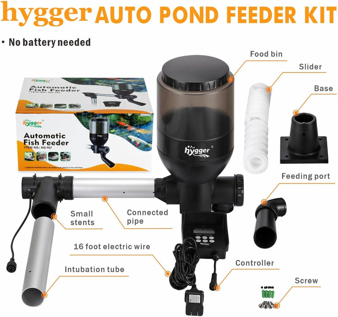 hygger Large Programmable Auto Pond Feeder with LCD Display