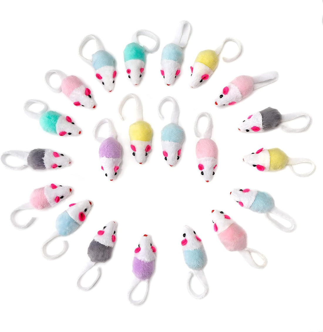 CHIWAVA 36PCS 1.8'' Interactive Cat Toy Mice with Catnip Rattle Sound