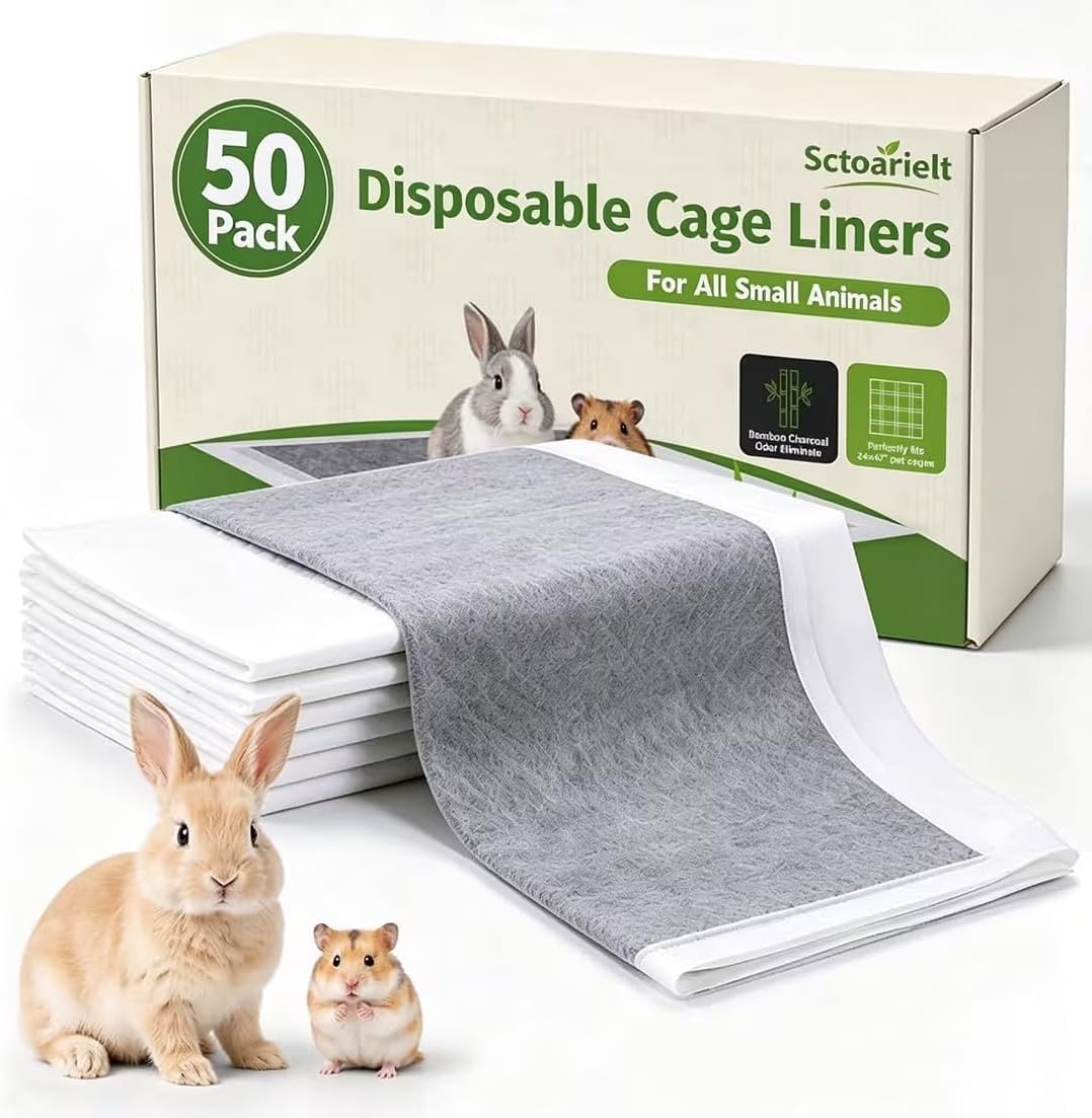 50 Pcs Disposable Guinea Pig Cage Liner Asorbent Potty Training Pee