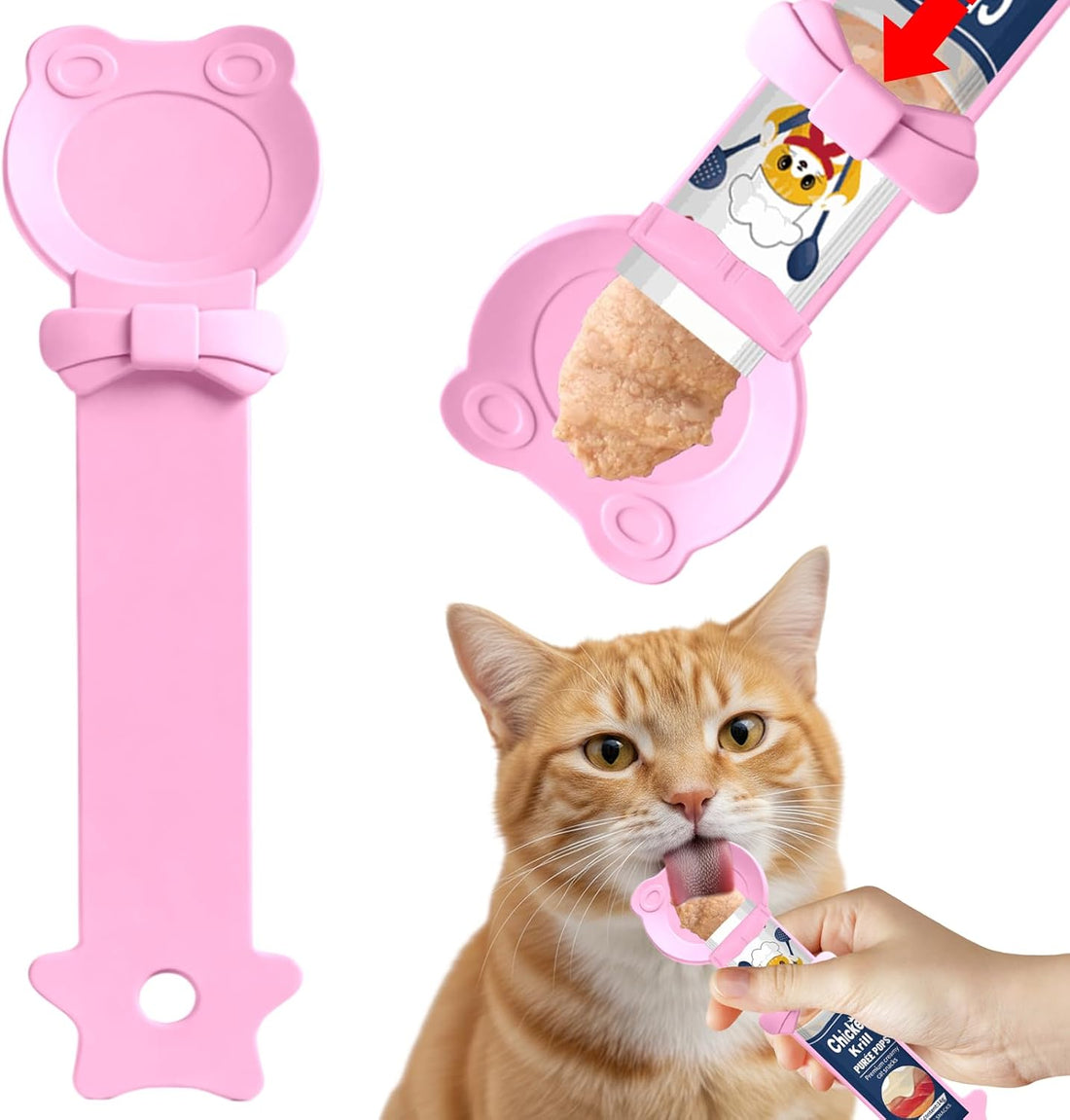 Lickable Cat Treat Spoon, Puree Squeeze Feeder, Silicone