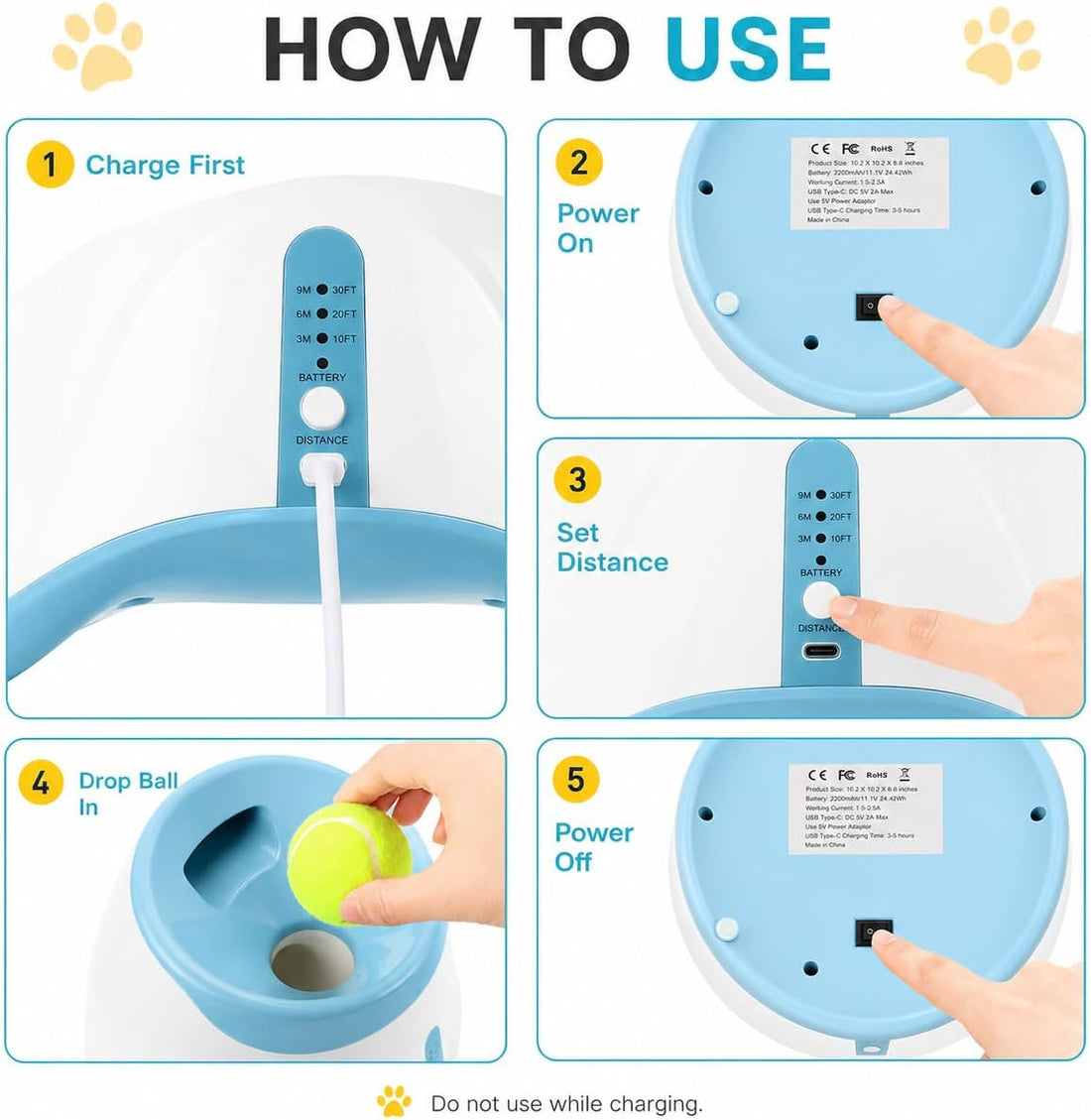 Automatic Dog Ball Launcher with 3 Adjustable shoot distance