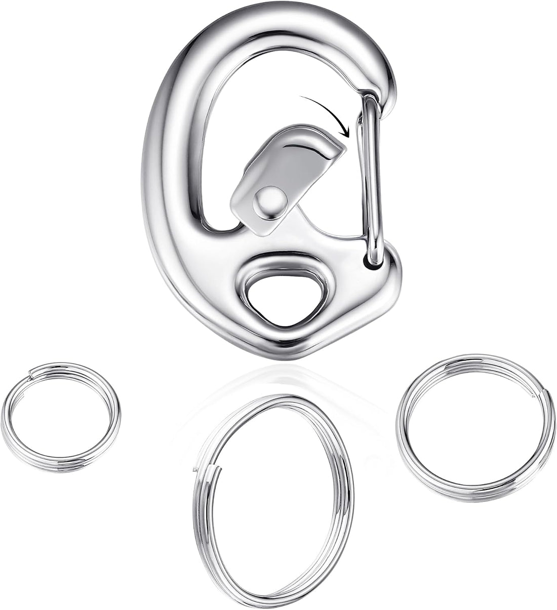 Stainless Steel Pet Collar Tag Clip, Contour Carabiner- 2 Sets