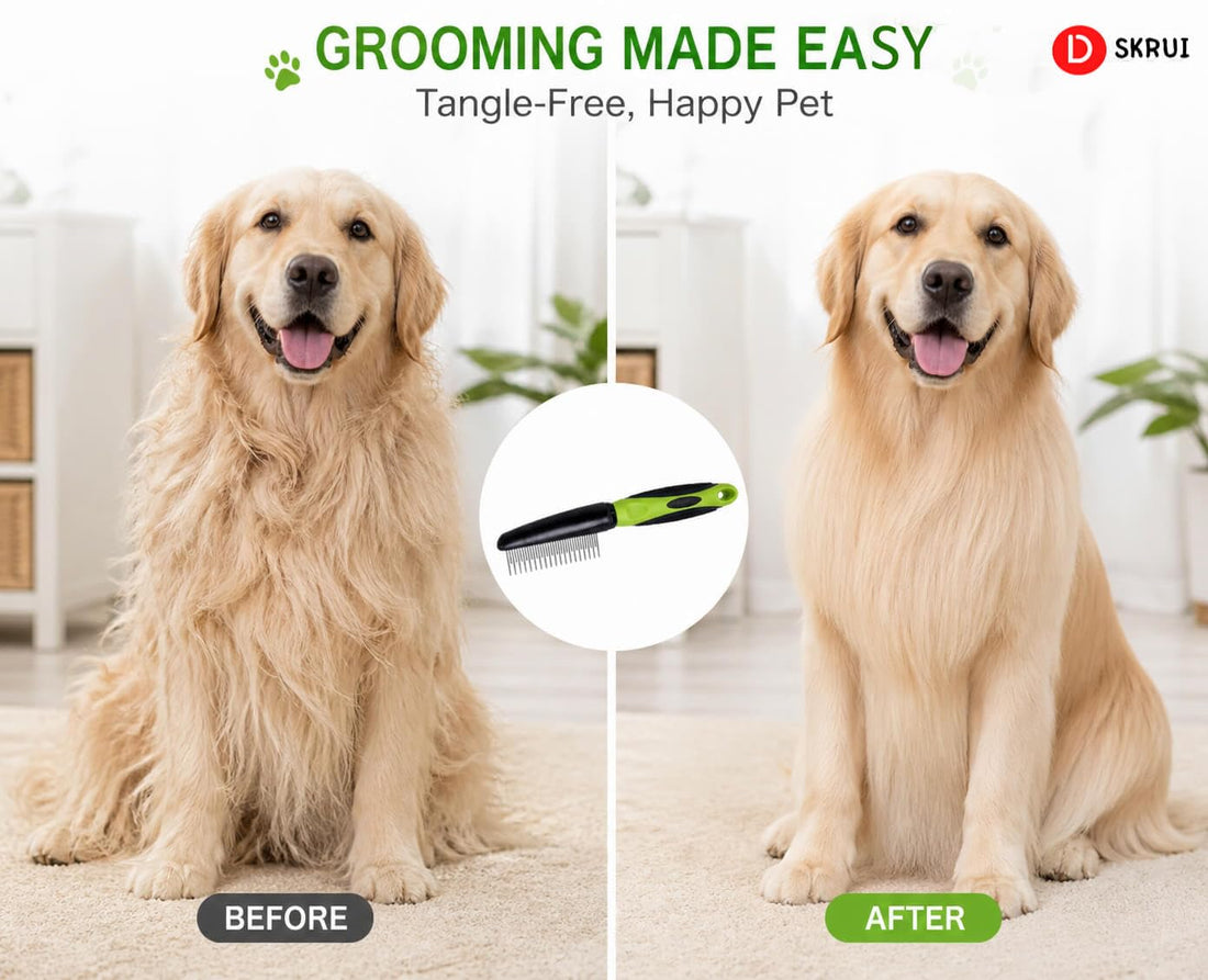 Dog Comb for Shedding & Dematting, Rotating Pins, Undercoat