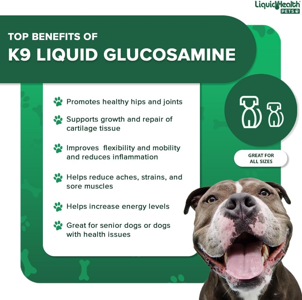 LIQUIDHEALTH Pets K9 Liquid Glucosamine for Dogs, Puppies