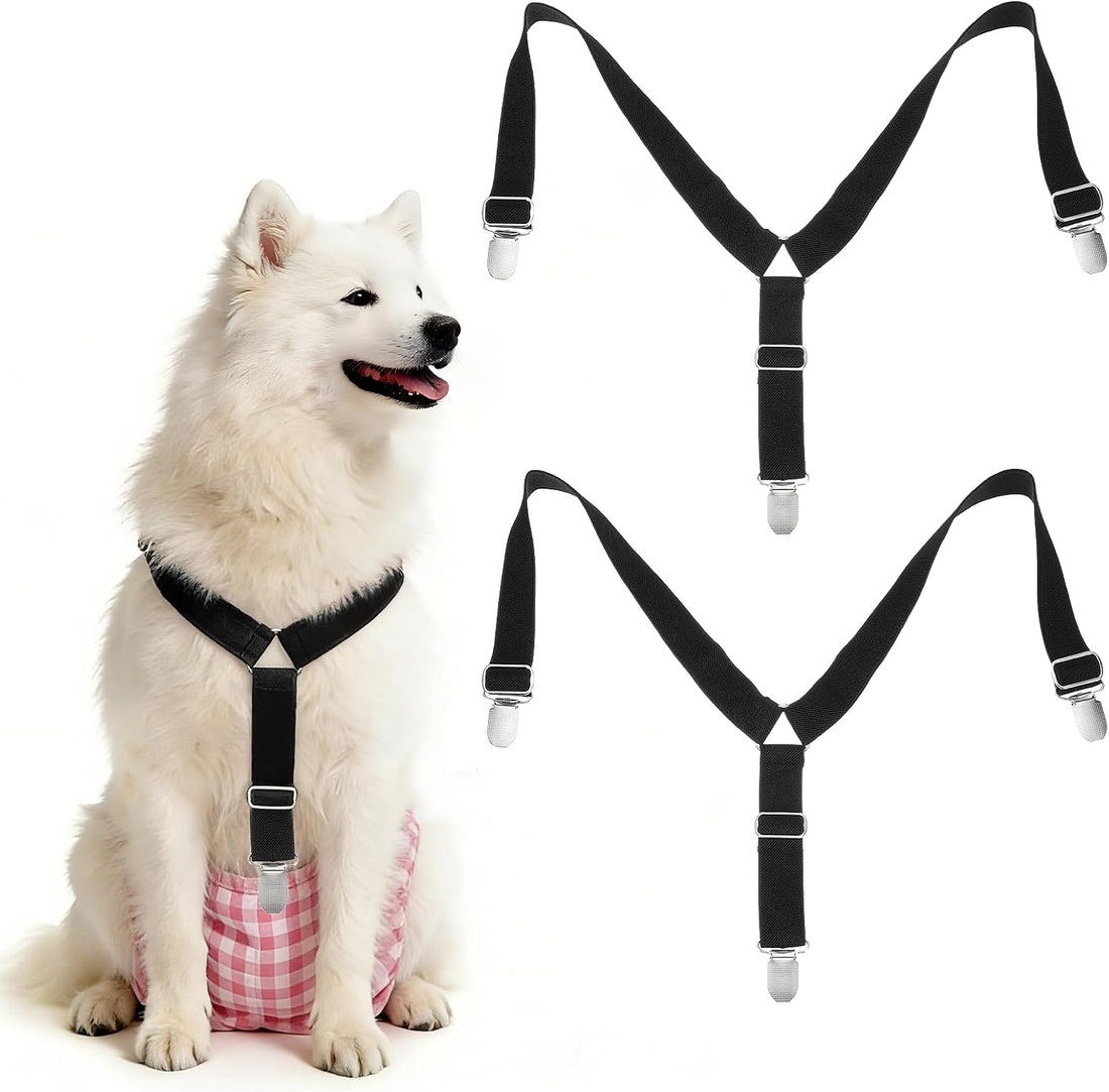 Pet Diapers Keeper Suspender, M, Black, 2 Pcs