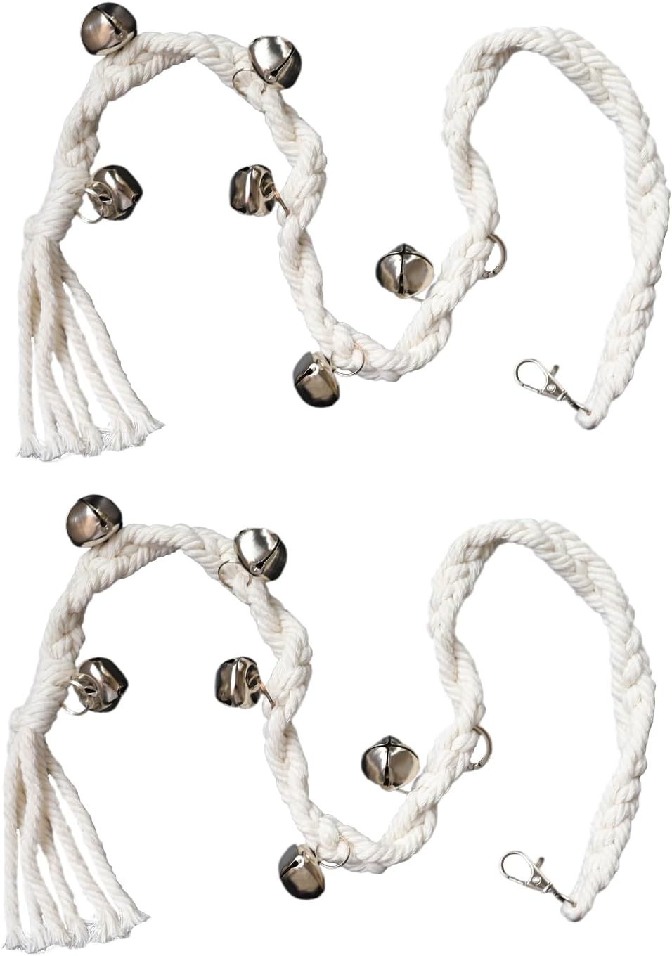 Boho Dog Door Bell for Potty Training to Go Outside Beige