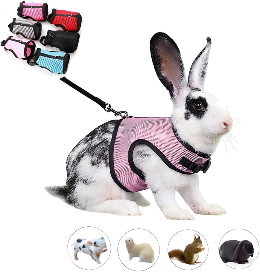 Bunny Harness and Leash Set Escape Proof, Rabbit Harness Blue L