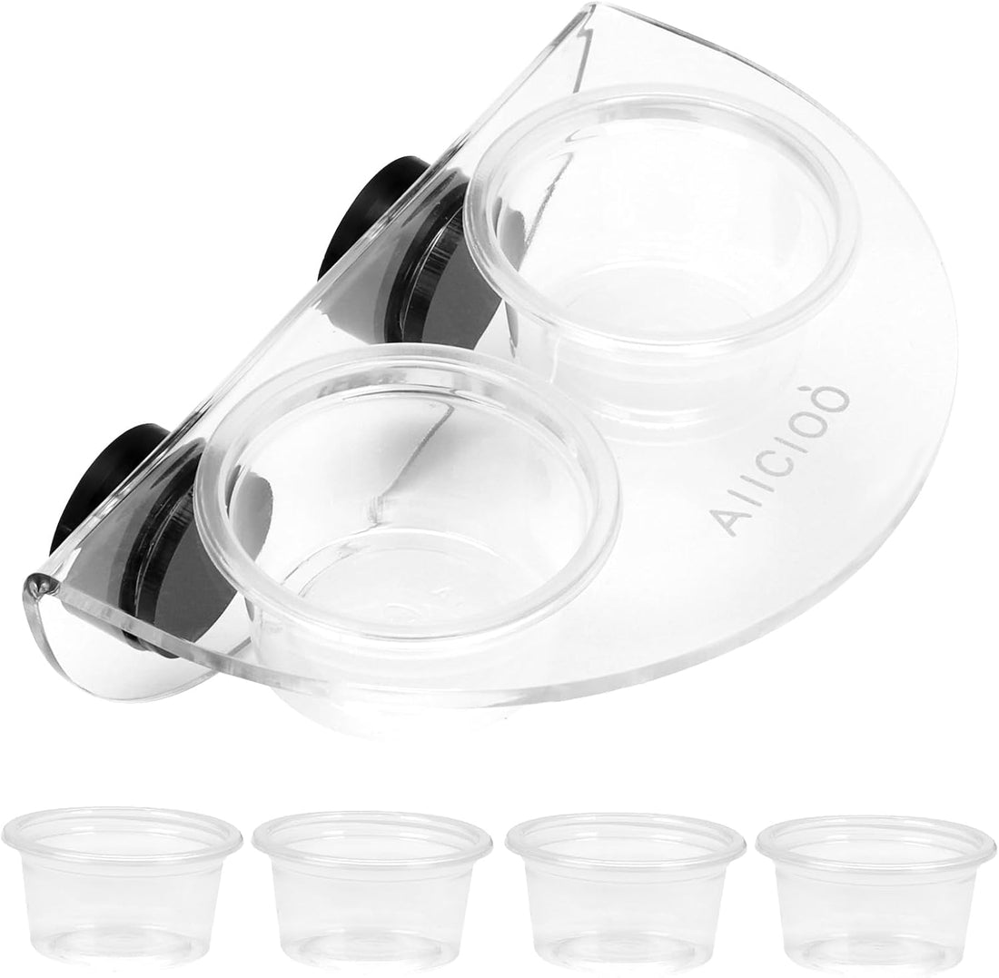 AIICIOO Gecko Feeder Ledge with 6 Pack Plastic Bowls Crested Gecko