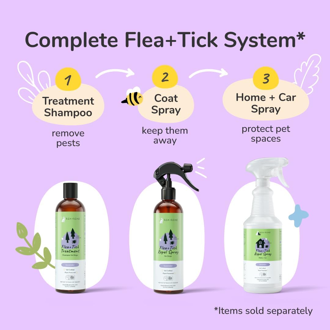 kin+kind Flea & Tick Home & Car Repel Spray, Lavender Mint, 32 fl oz