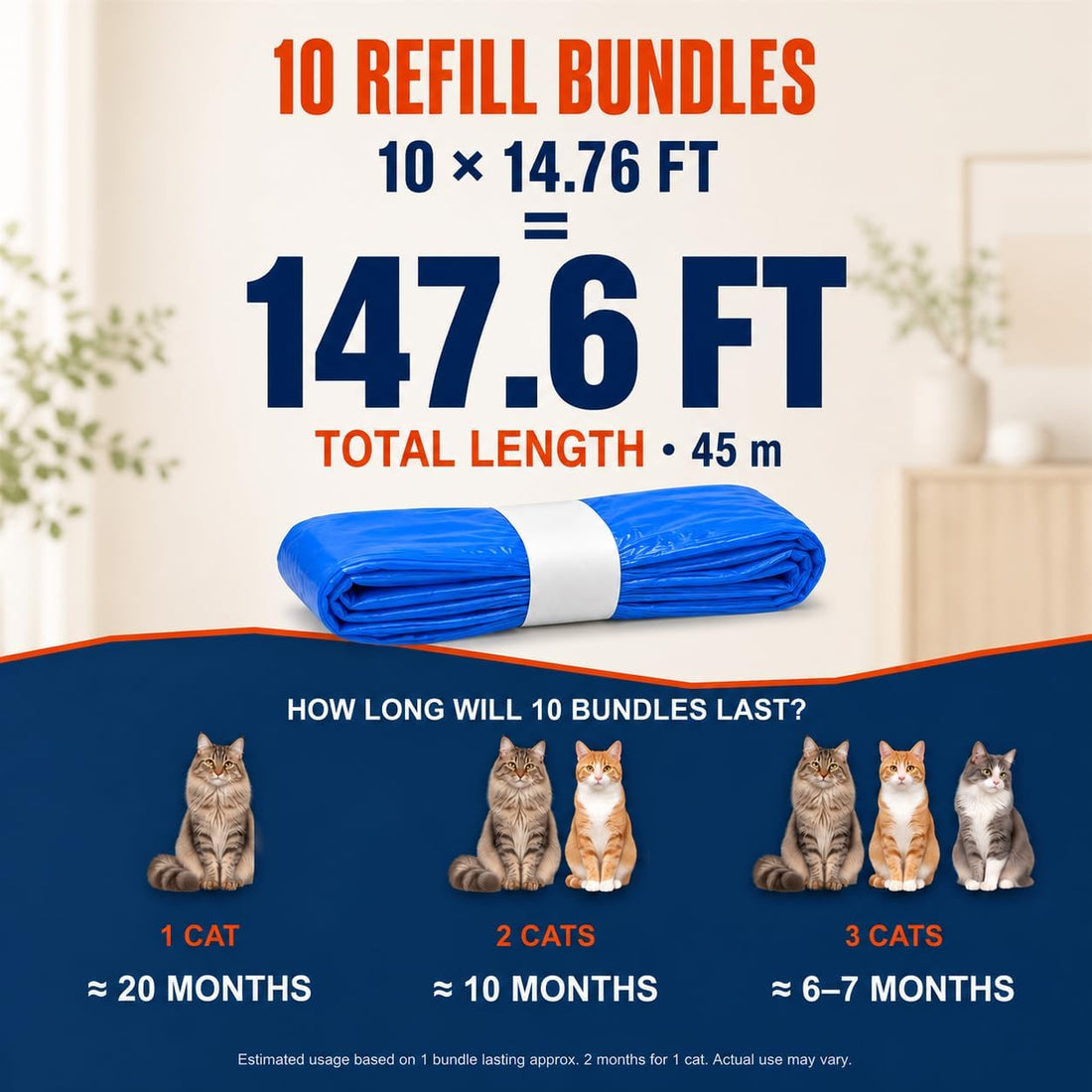 Cat Litter Refill Bags, 10 Pack,Compatible With Litter Zero Pails