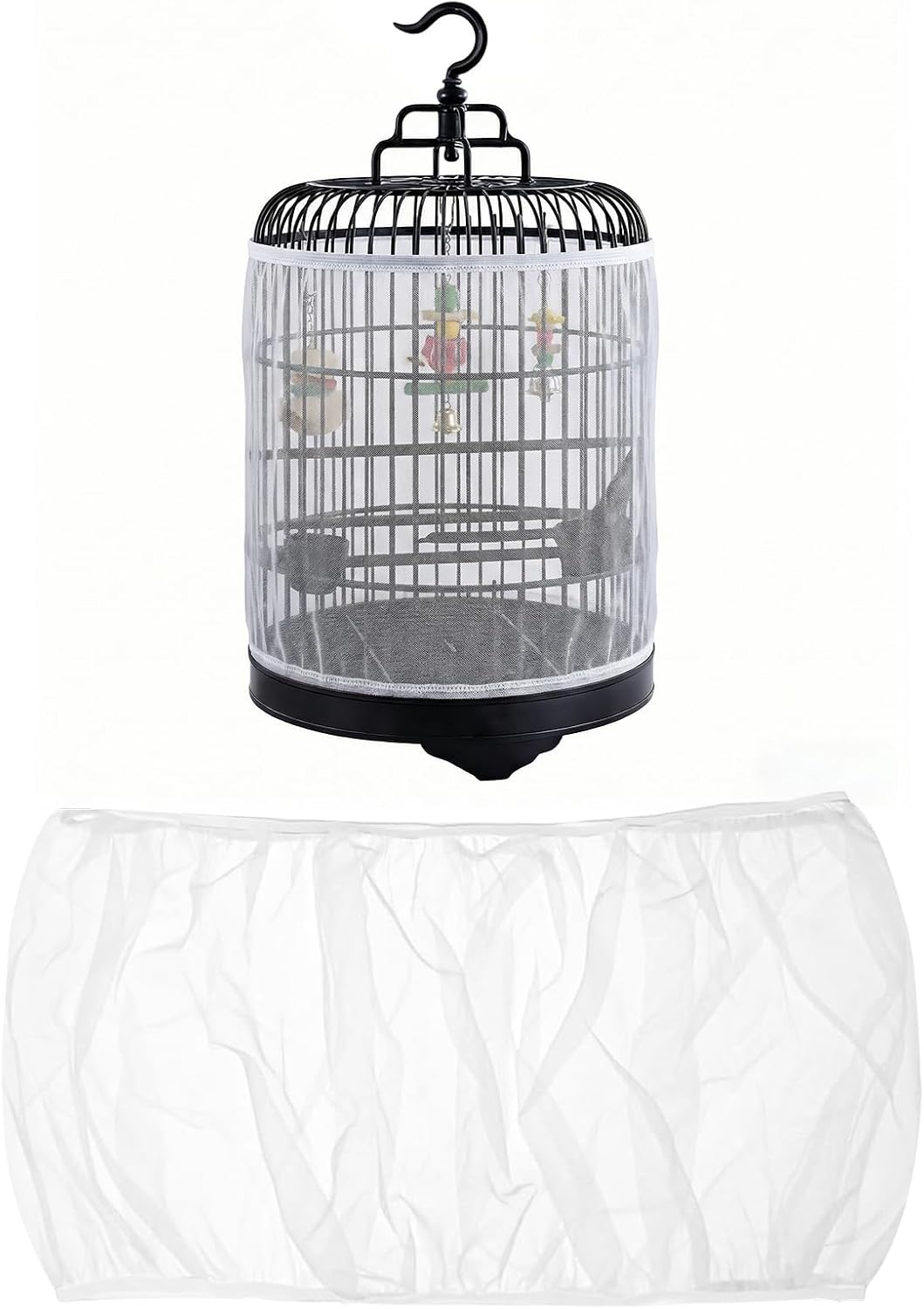 2 Pcs Bird Cage Seed Catcher, Adjustable Bird Cage Net Cover