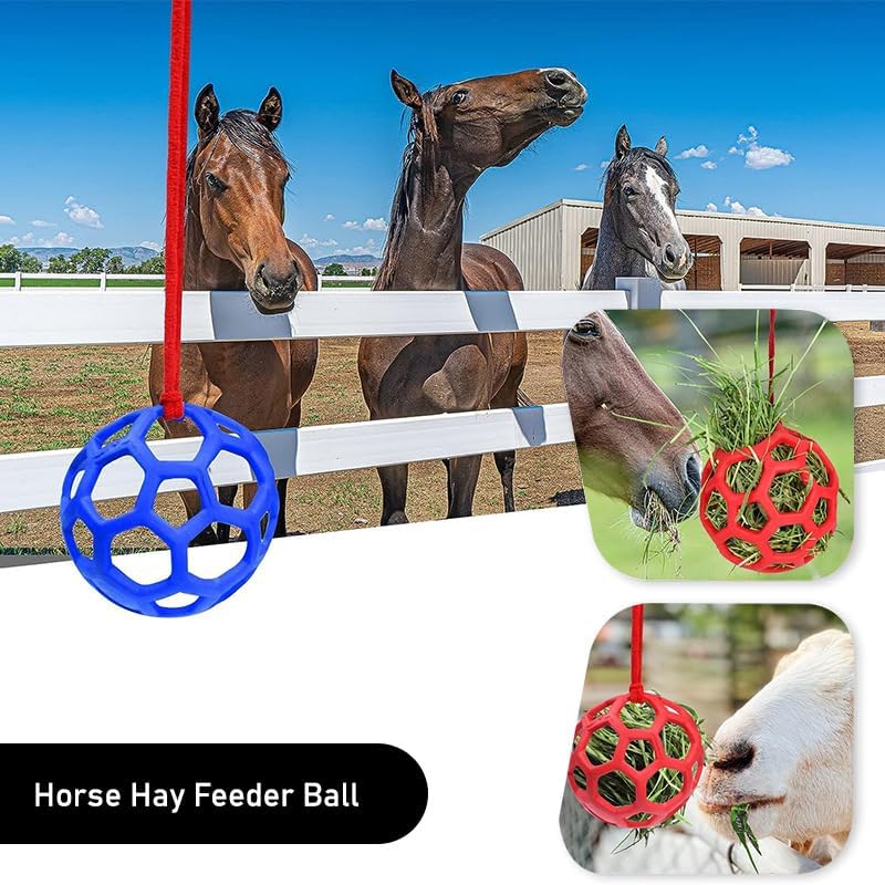 Blue Hanging Horse Treat Ball – Durable TPR Hay Feeder Toy for Horses