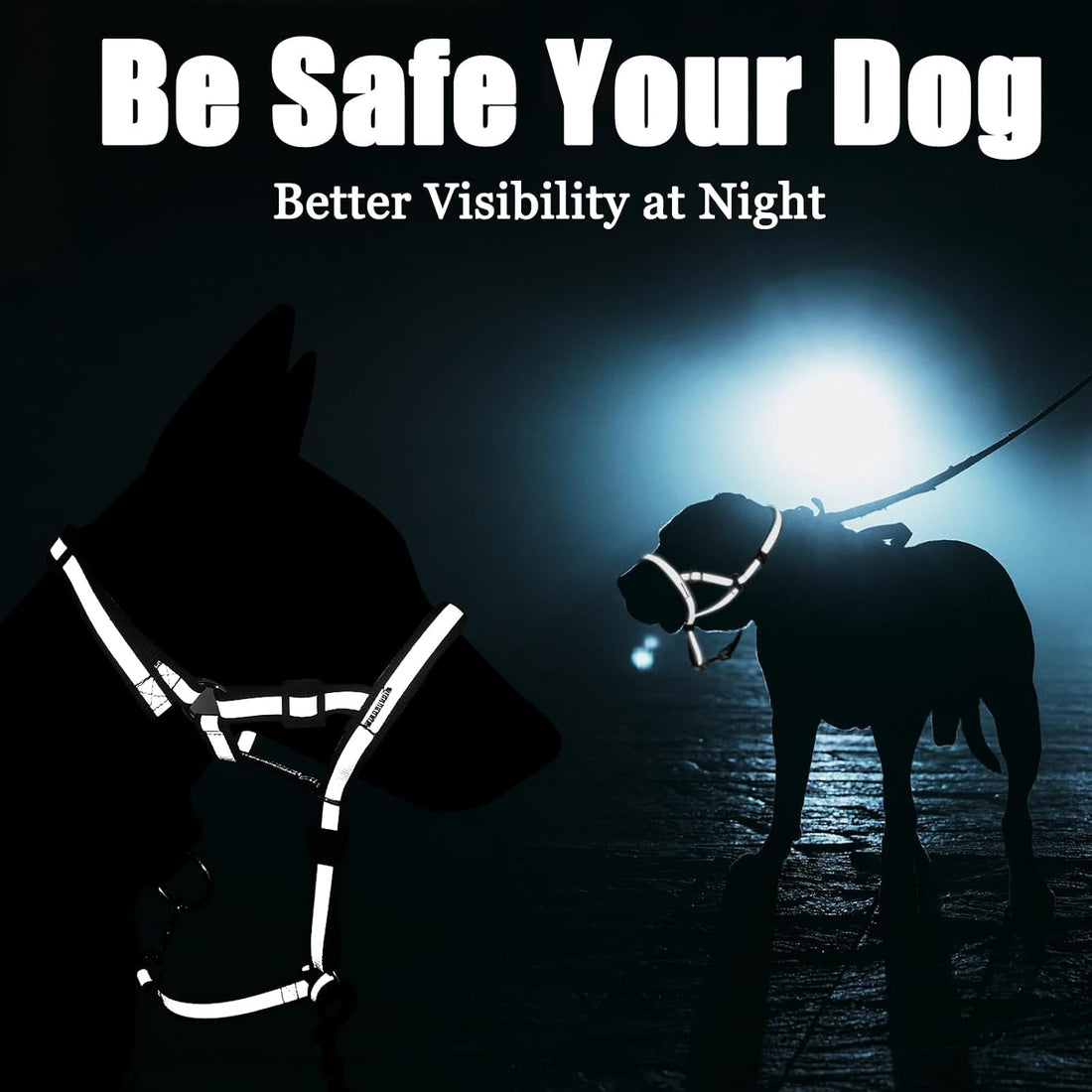 BARKLESS Reflective Head Collar, No Pull Collar for Small Medium Dogs