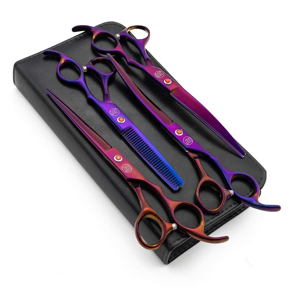 Moontay Professional 7.0" Dog Grooming Scissors Set, 4-pieces Straight