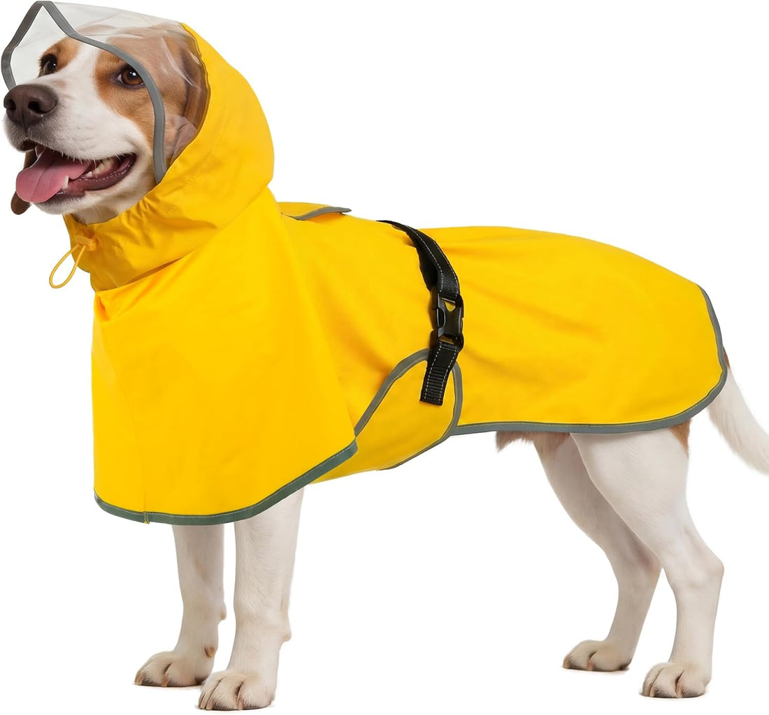 BRKURLEG Dog Raincoat, Waterproof Rain Jacket with Clear Hood