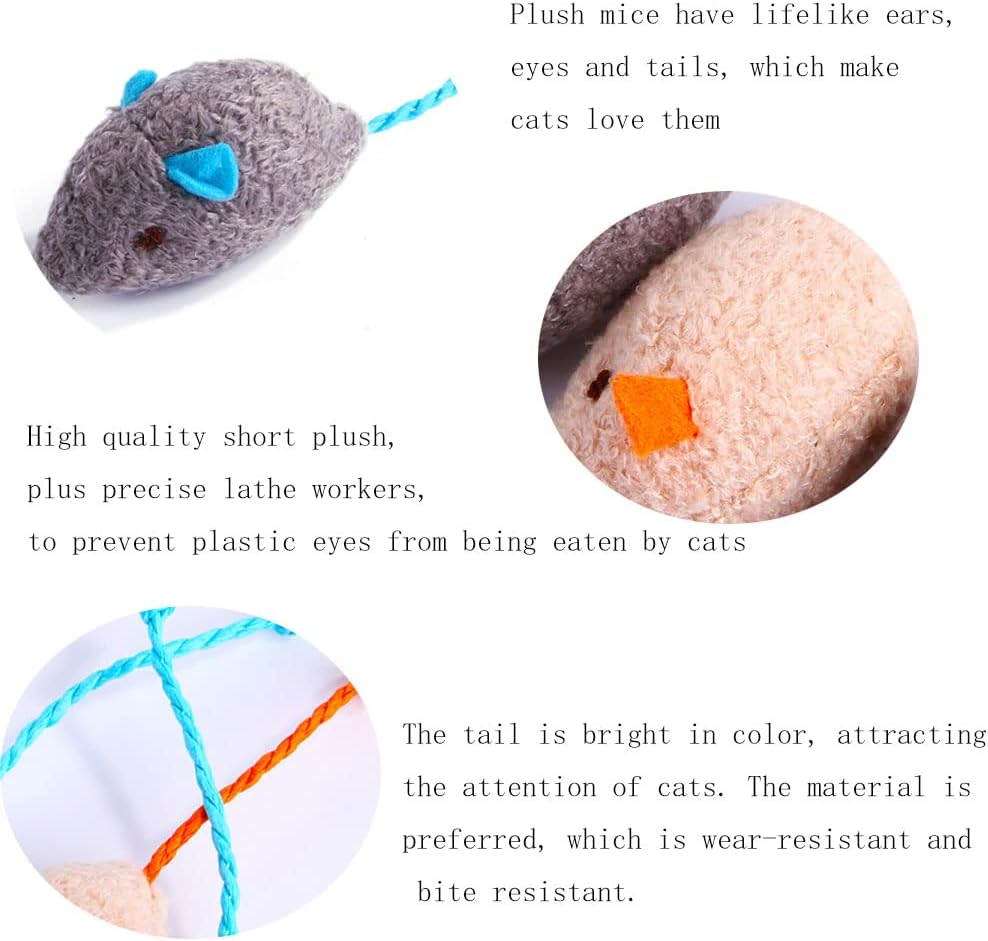 Q.Y.HOME Cat Toy Interactive Toy Plush Mouse Shaped Toy - (3 Pack)