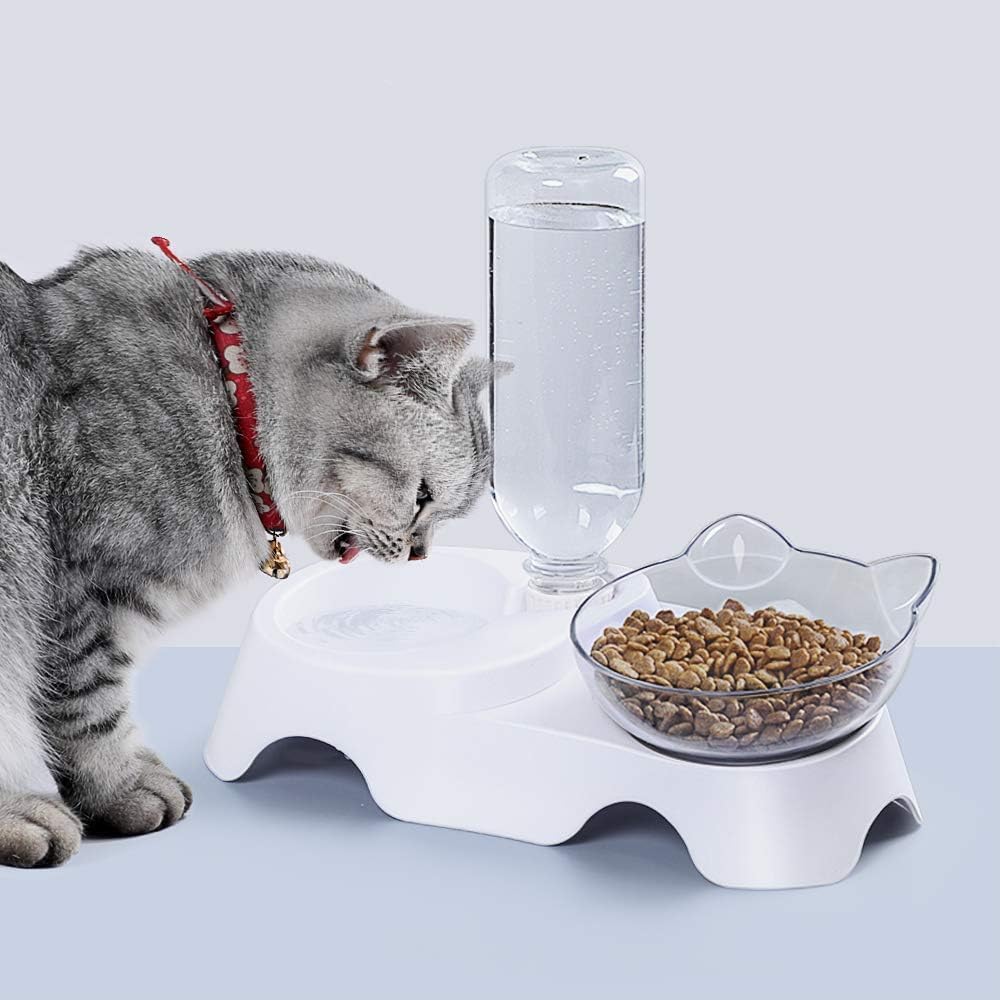 MILIFUN Double Dog Cat Bowls - Pets Water and Food Bowl Set