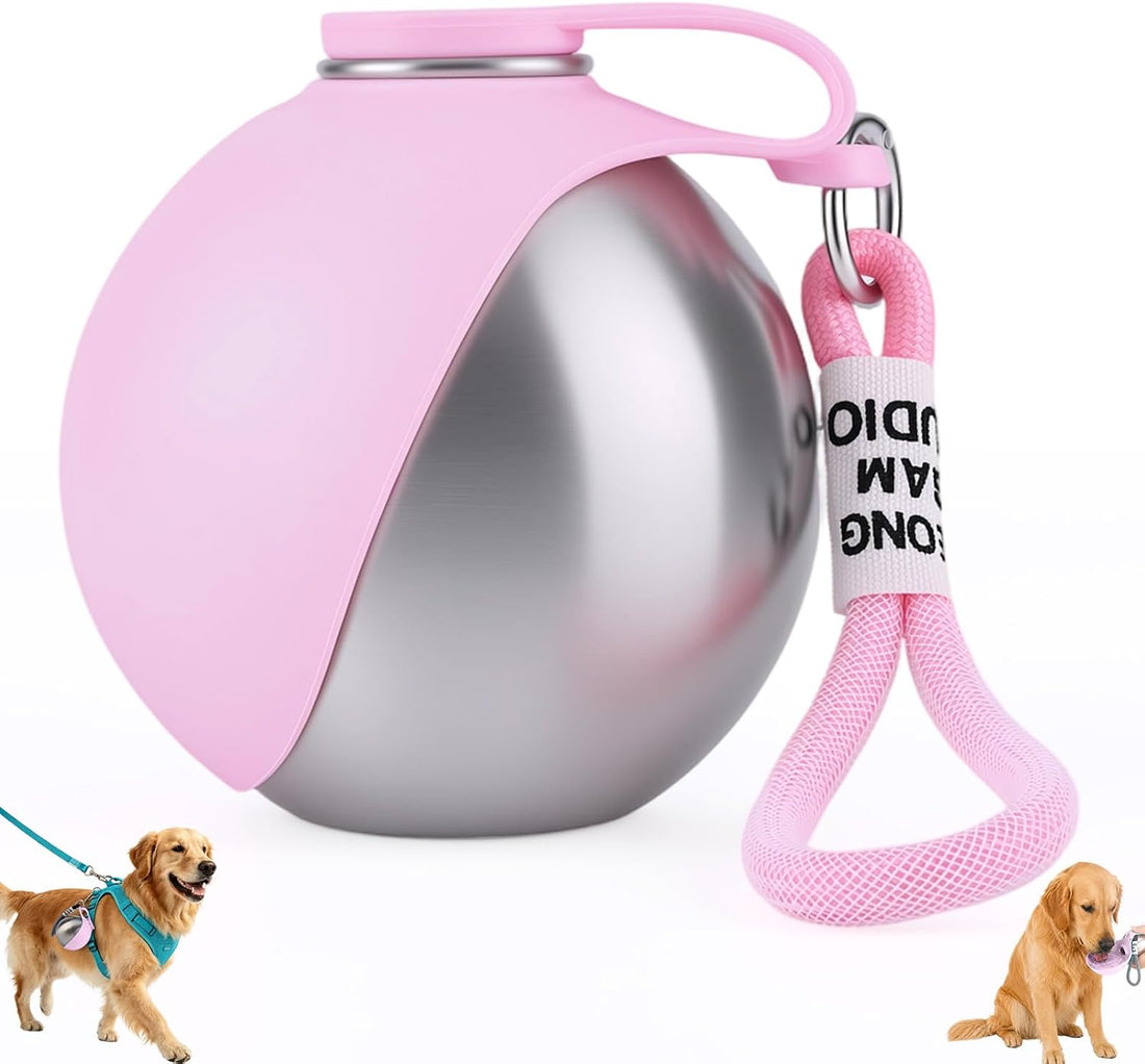 2 in 1 Portable Dog Water Bottle for Dogs,10oz Stainless Steel
