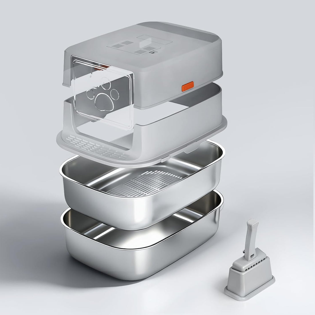 Stainless Steel Sifting Litter Box with Lid