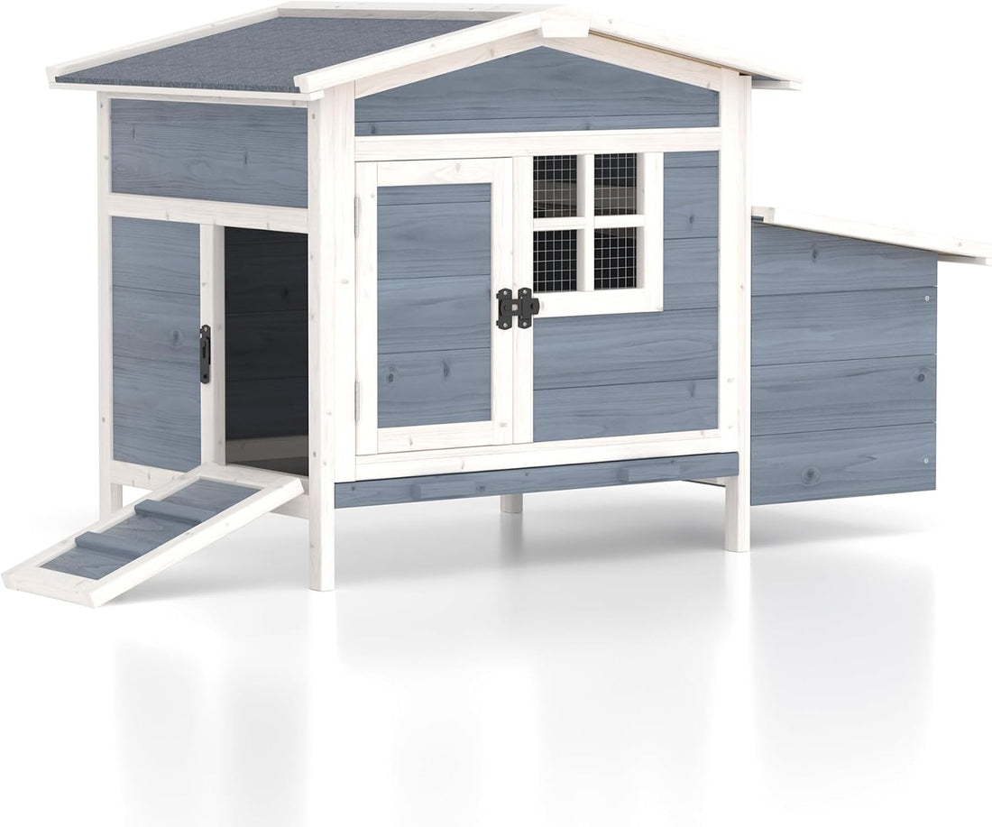 GOJOOASIS Chicken Coop for 2 Chickens Raised House with Ramp
