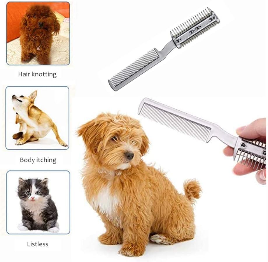 2Pcs Razor Comb for Dogs Cats with Extra Blades Double Sides Pet
