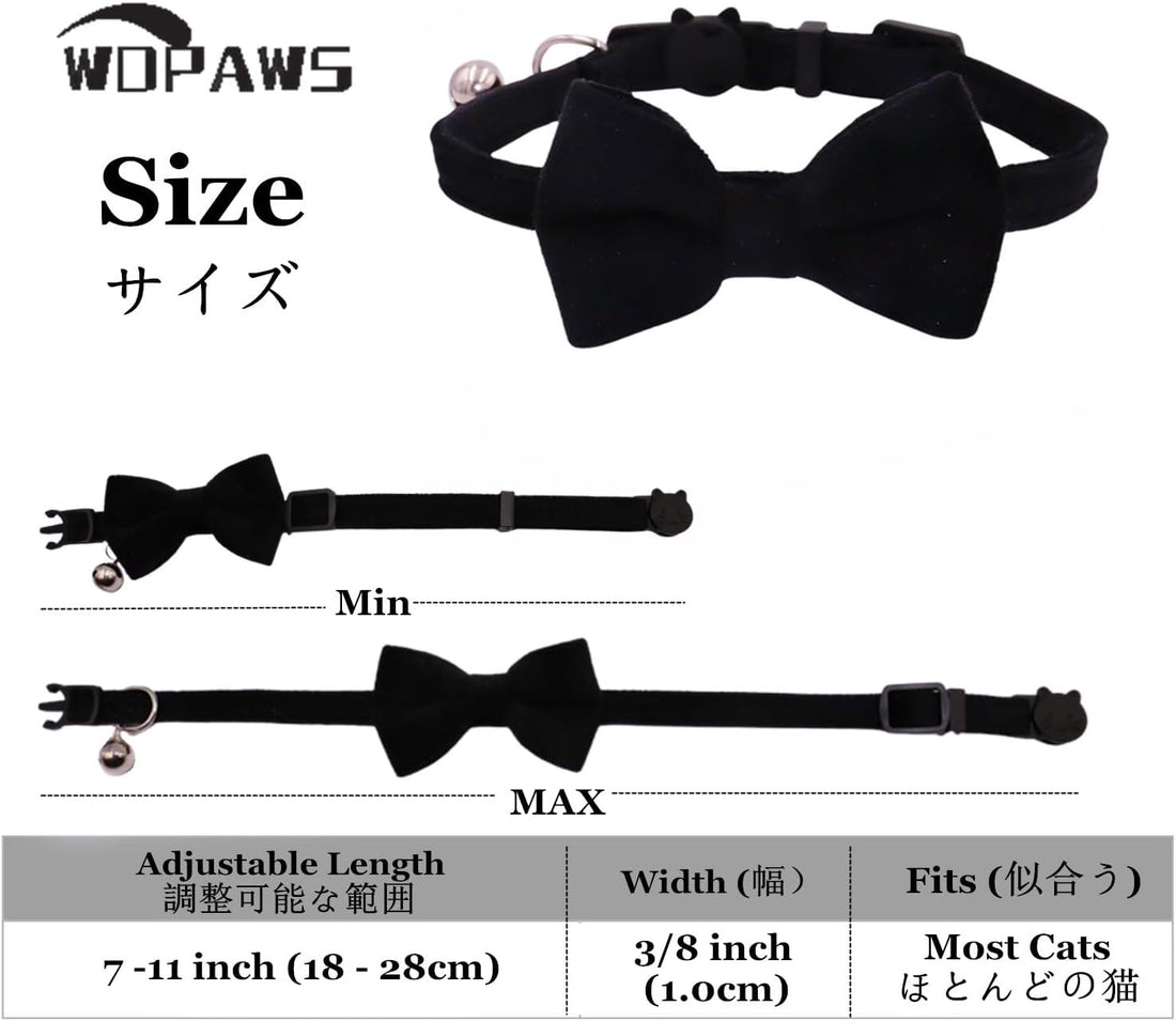 WDPAWS Cat Collar Breakaway with Bell and Removable Bow Tie Safety