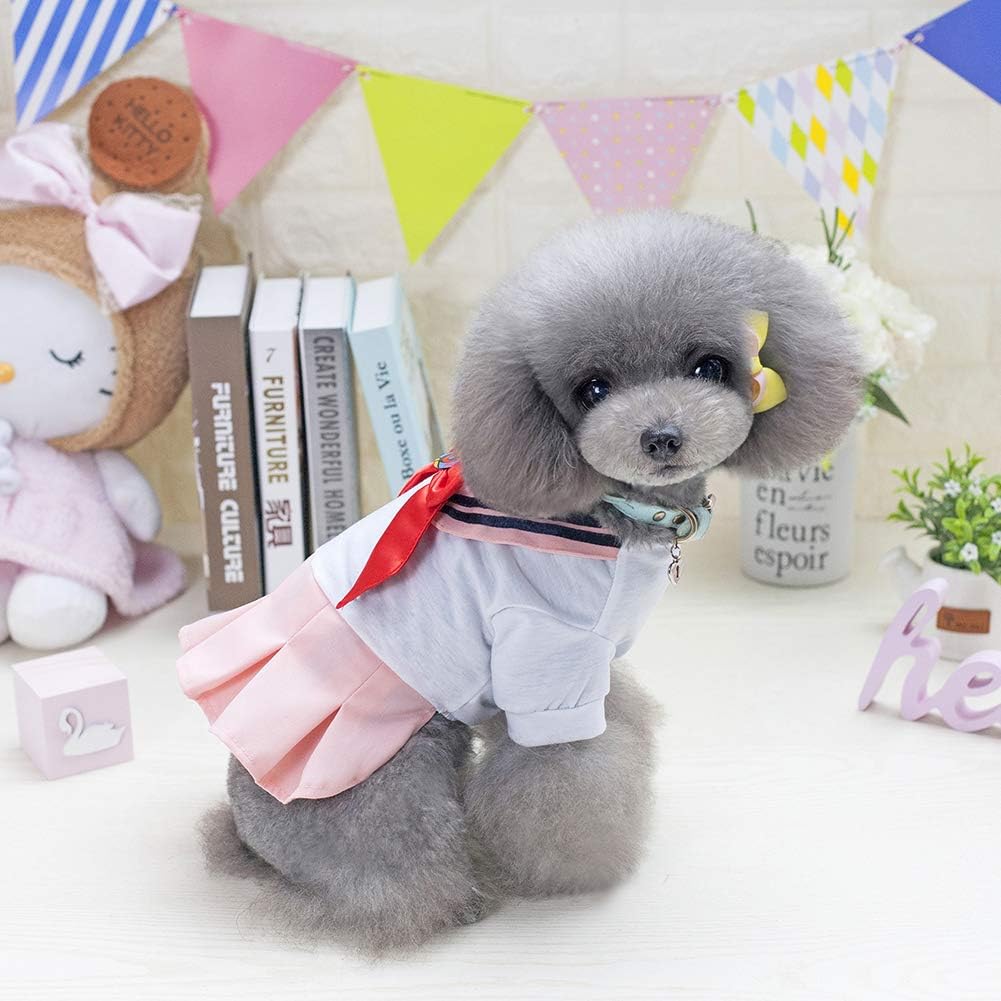 Tangpan Bow-Knot Student Cosplay Pet Costume Dog Skirt Camp Dress
