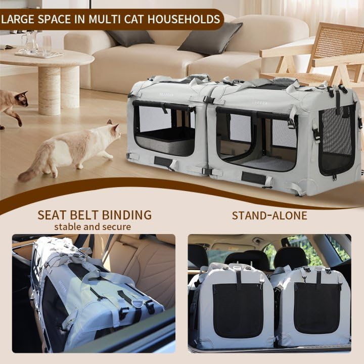 Extra Large Soft-Sided Cat Carrier for Two Cats