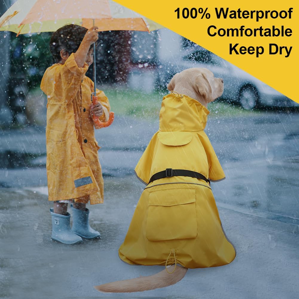 Dog Raincoat Waterproof Rain Jacket for Large Dogs Yellow,5XL