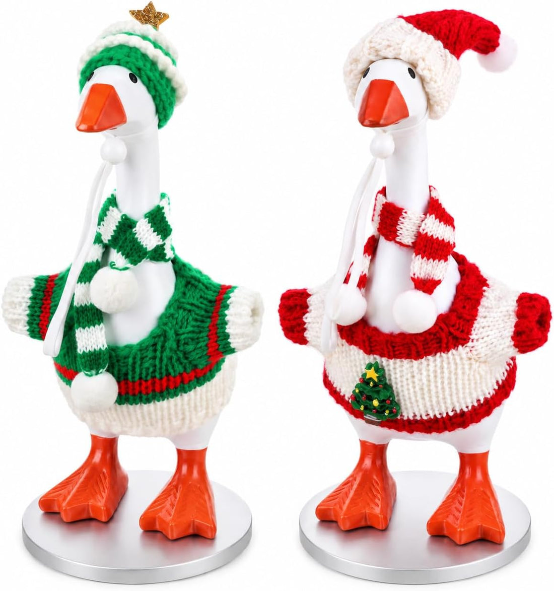 Christmas Desk Goose Outfits 7 Inch, 2 Crochet Sweater Sets