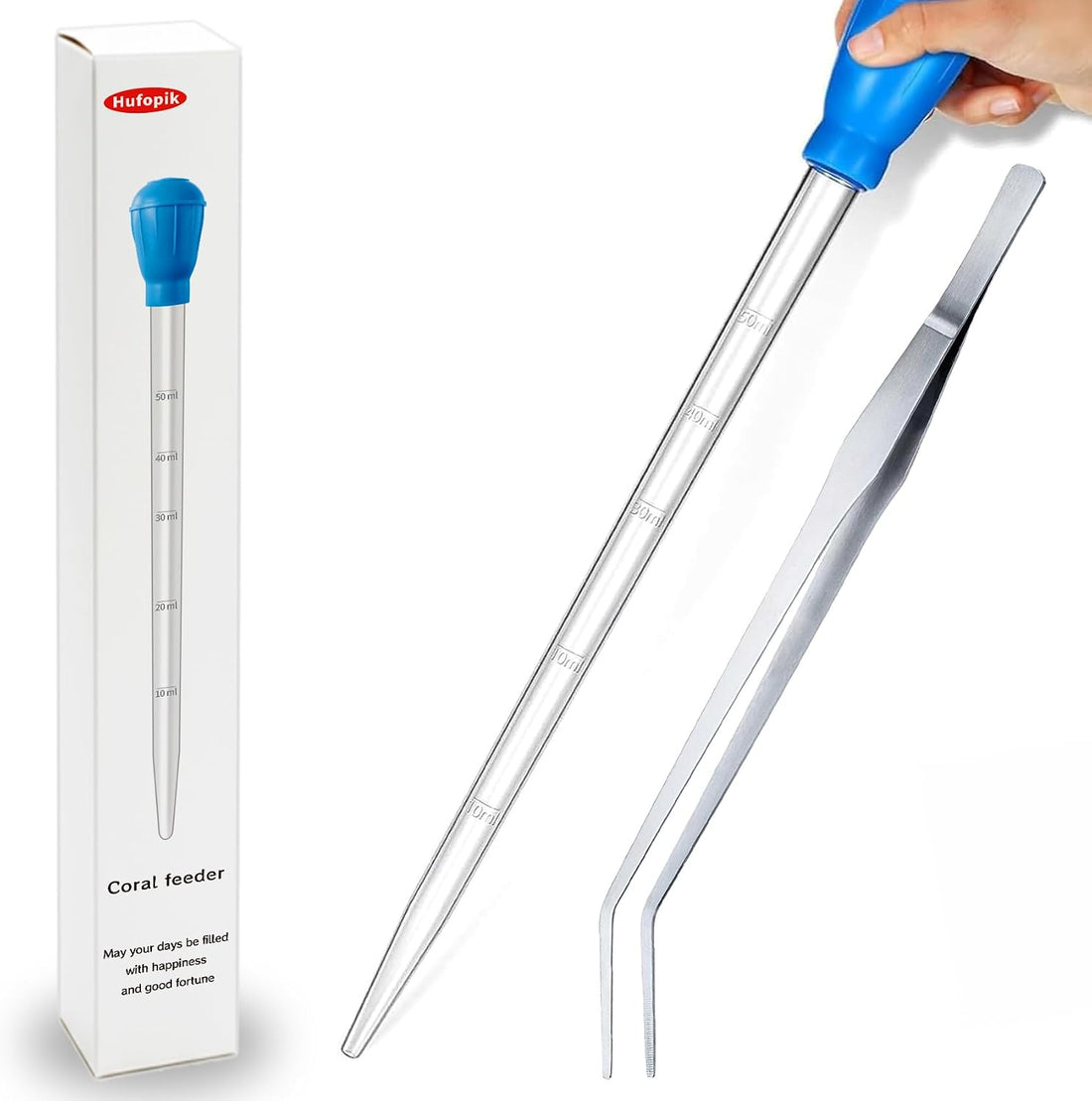 17.7 in 1 Pc Long Pipette for Fish Tank Coral Food Feeder Long