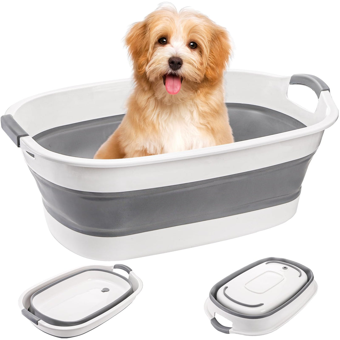Coloch Collapsible Pet Bathtub with Water Drain Plug