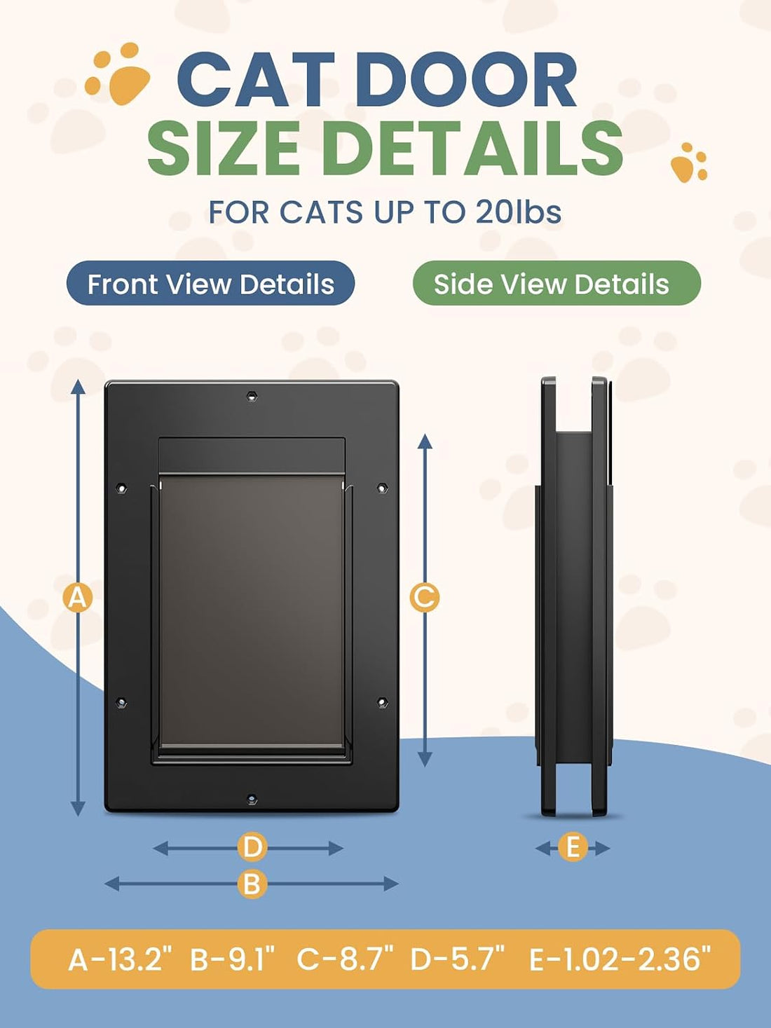 Cat Door with Soft Magnetic Flap, Pets Up to 20 lb