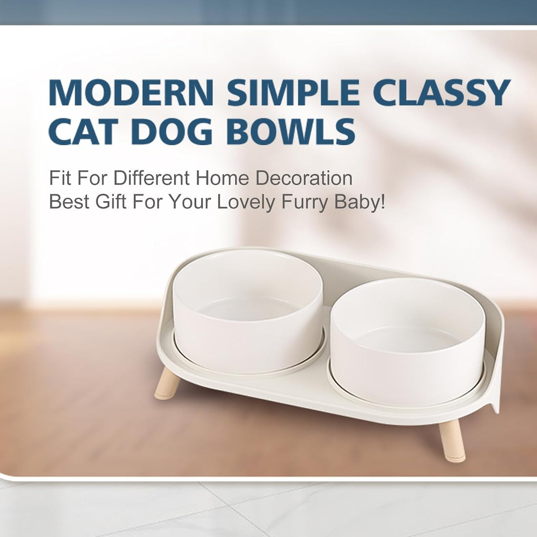 Elevated Ceramic Pet Bowl Set with Stand & Splash Guard