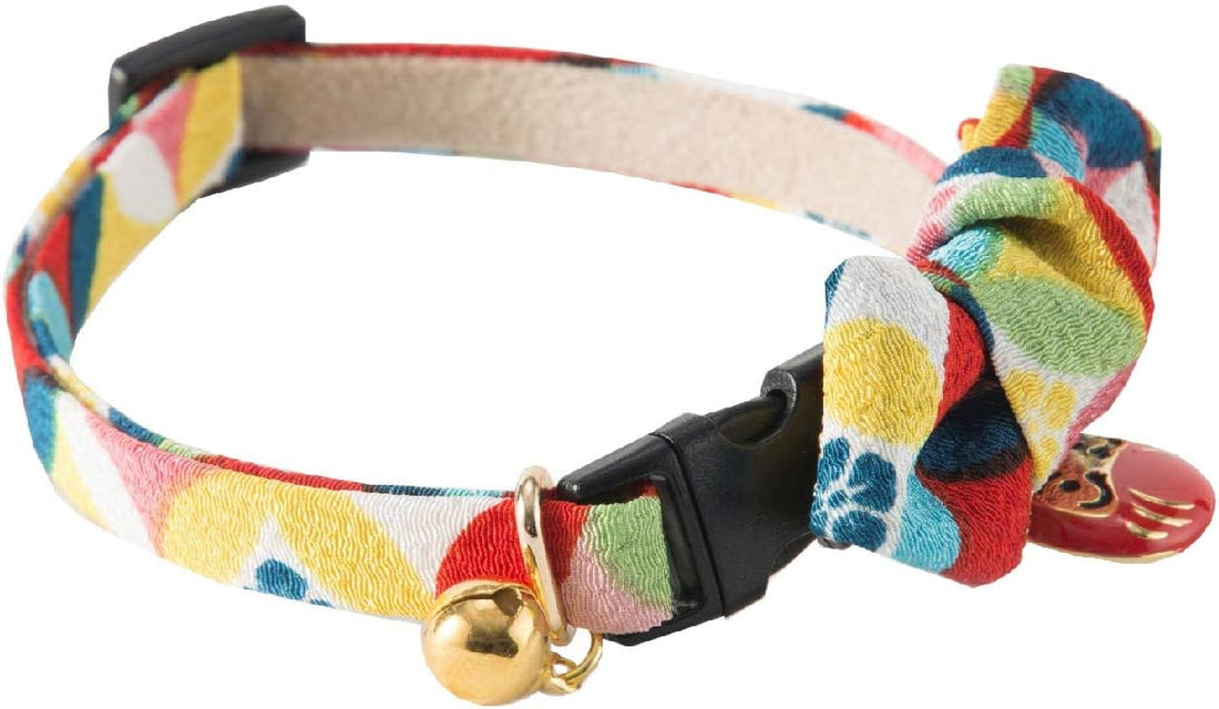 Necoichi Daruma Charm Bow Tie Cat Collar (Red)