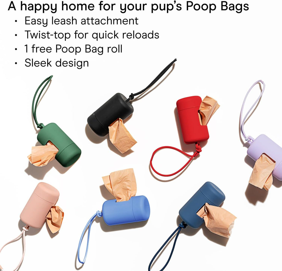 Wild One Dog Poop Bag Holder and Dispenser with Leash Attachment