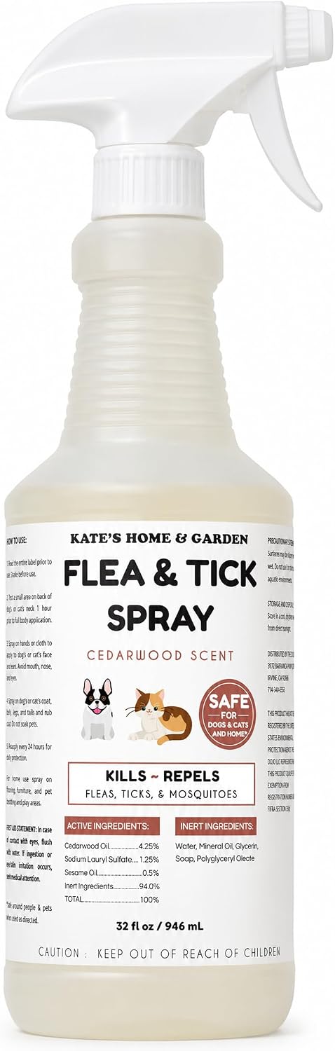Kate's Home & Garden Flea and Tick Spray for Dogs & Cats (16oz)