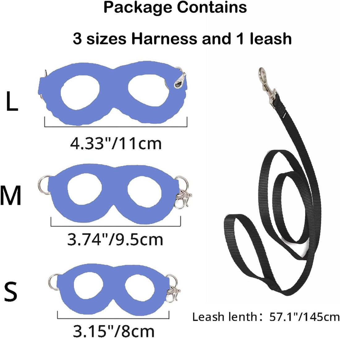 3 Pack Sugar Glider Harness and Leash Set Small Animal Training