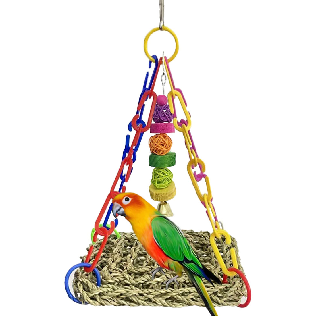 MUYG Bird Seagrass Mat,Natural Sea-Weed Woven Parrot Hammock Swing