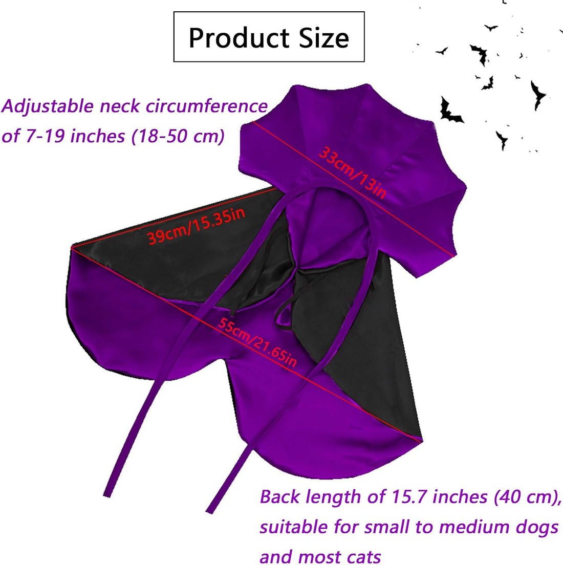 Qiansail Cat Cape Vampire Cloak Halloween Dog Costume Pet Cosplay
