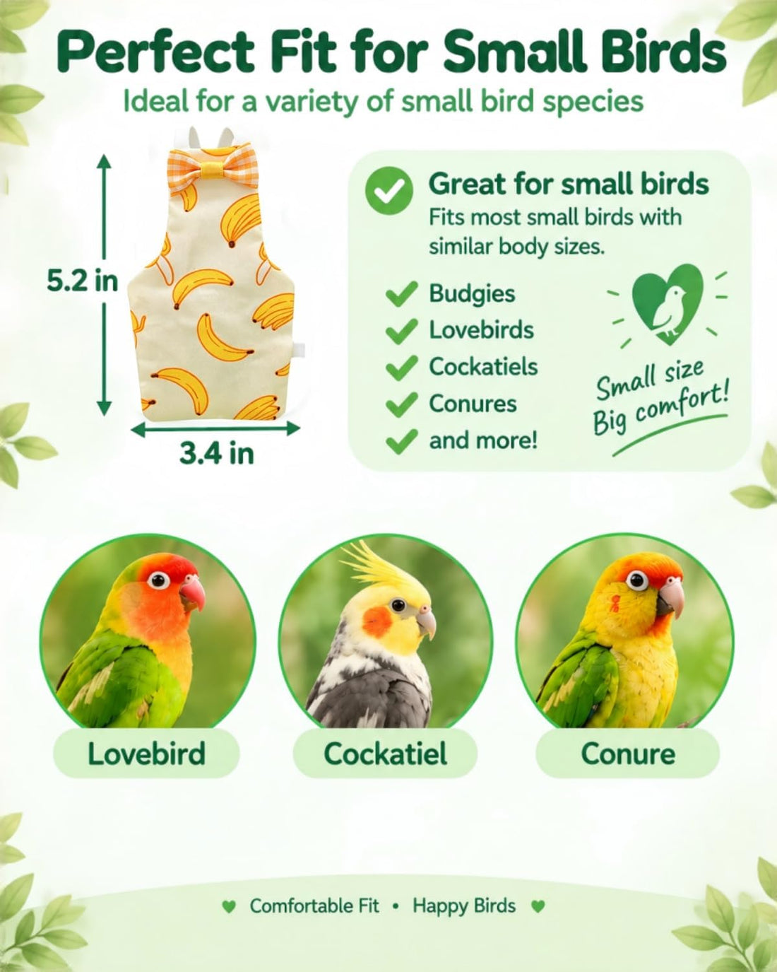 8Pcs Bird Diaper Set, Cockatiel Diaper & Parakeet Diaper