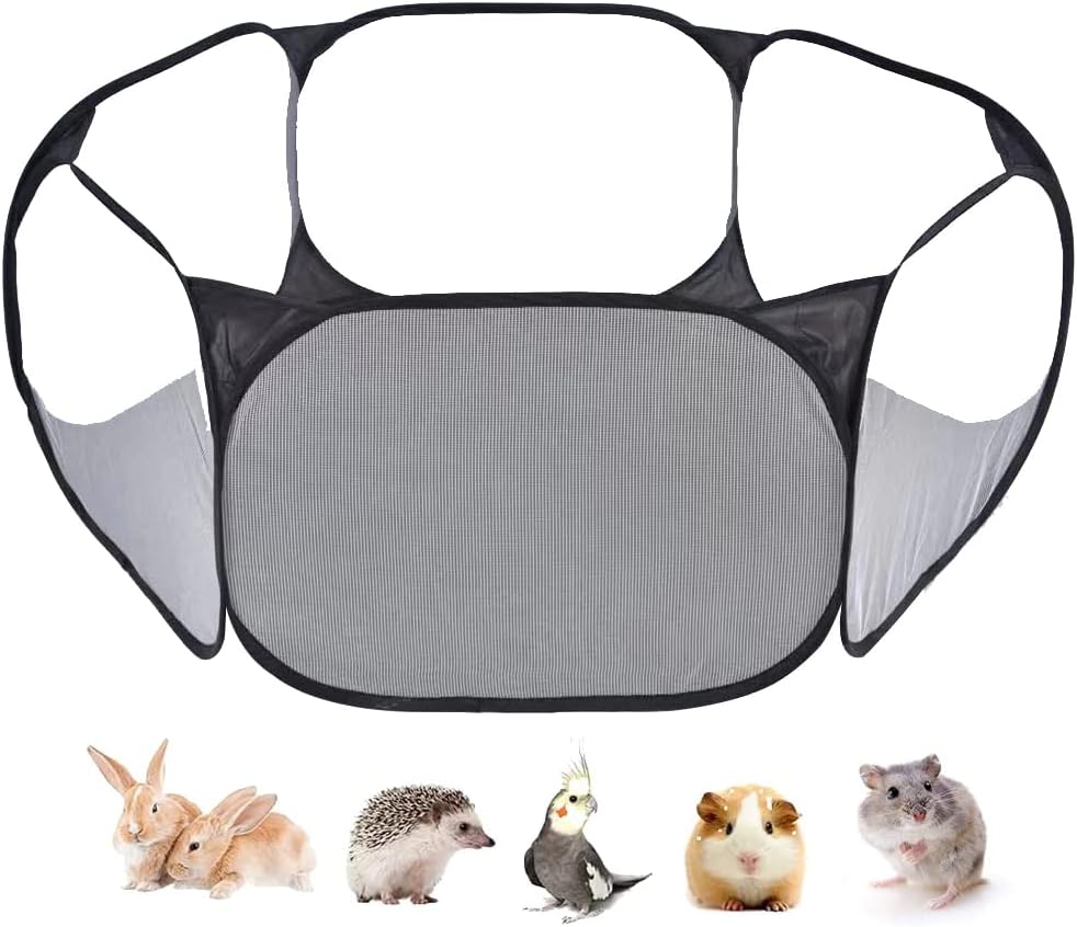 Small Animals Tent, Breathable Transparent Pet Playpen Pop Open
