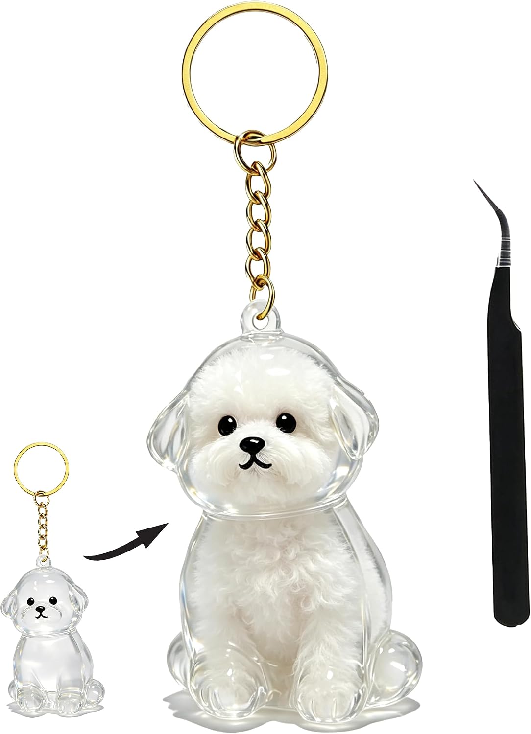 3D Clear Pet Hair Keepsake Keychain