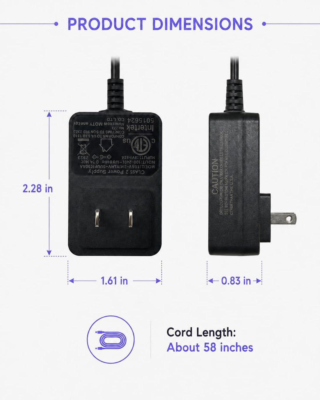 Automatic Dog Door Power Adapter, 58 Inches Corded