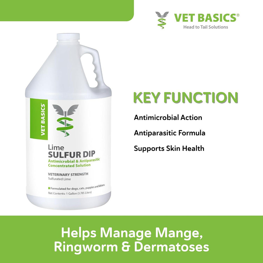 Vet Basics Lime Sulfur Dip for Dogs & Cats, Concentrated Liquid
