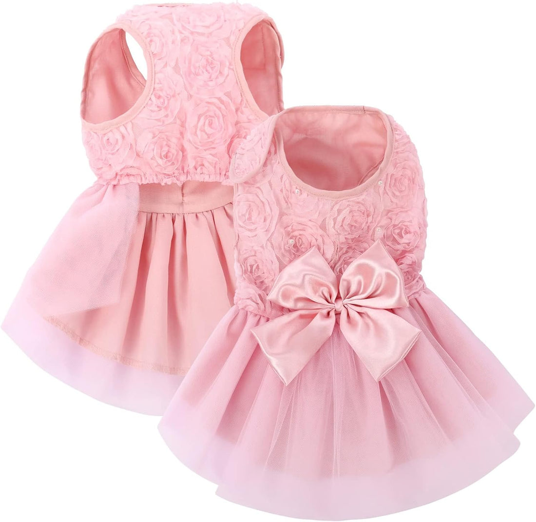 ASENKU Dog Dress Pet Wedding Dress Lace Puppy Birthday Party
