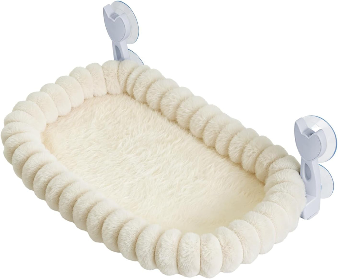Cat Window Hammock - Beige Cordless Foldable Perch for All Cats