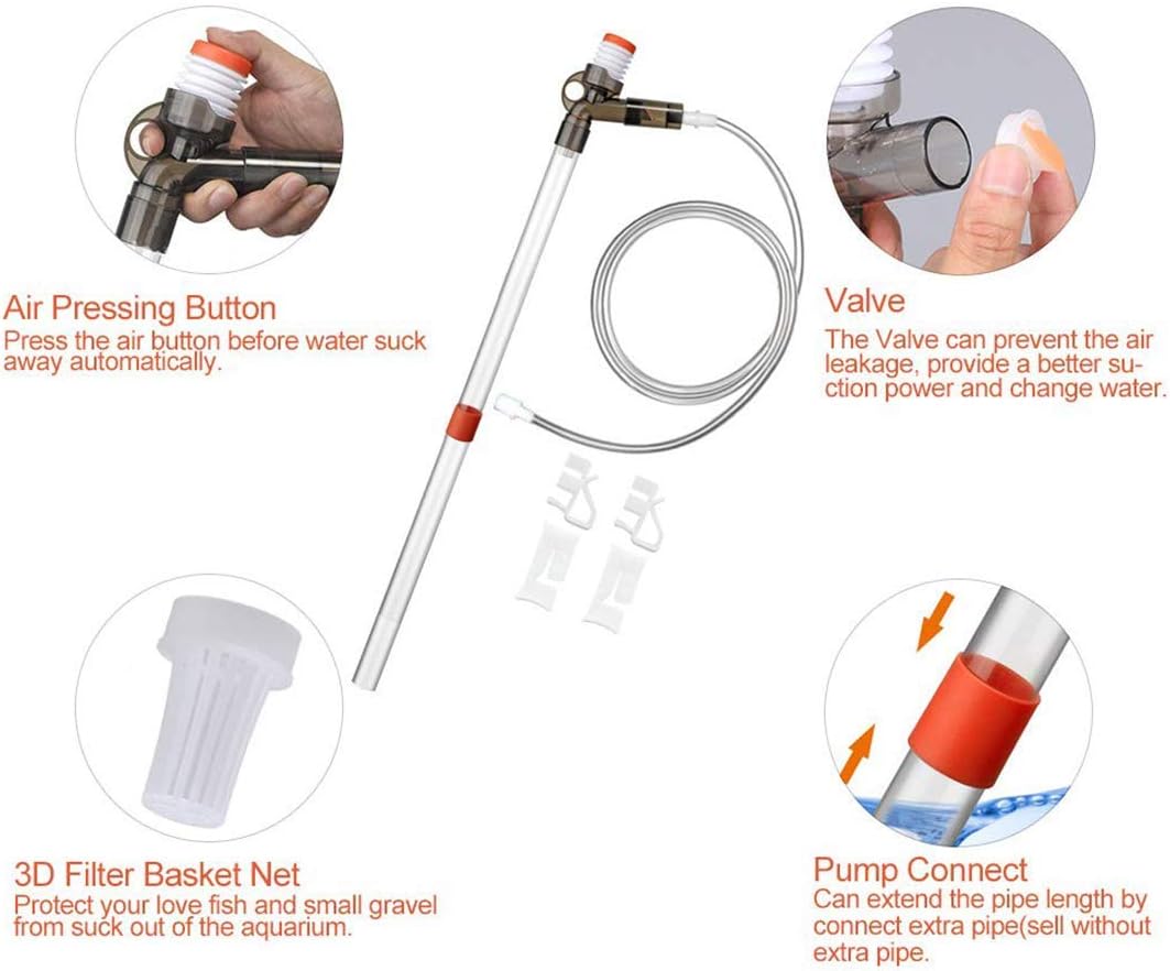 Aquarium Gravel Cleaner Fish Tank Kit Long Nozzle Water Changer
