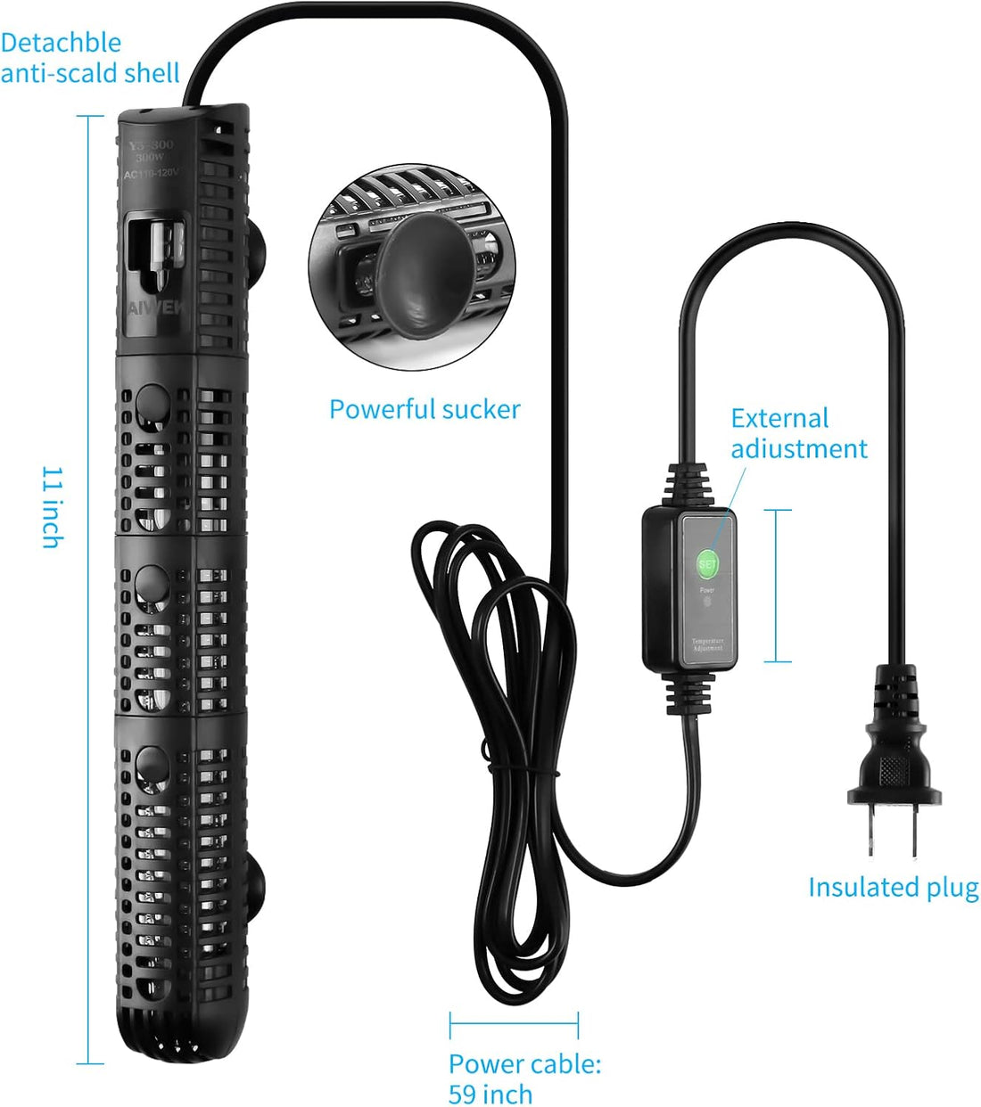 Aquarium Heater 300W Upgraded Fish Tank Heater With Leaving Water